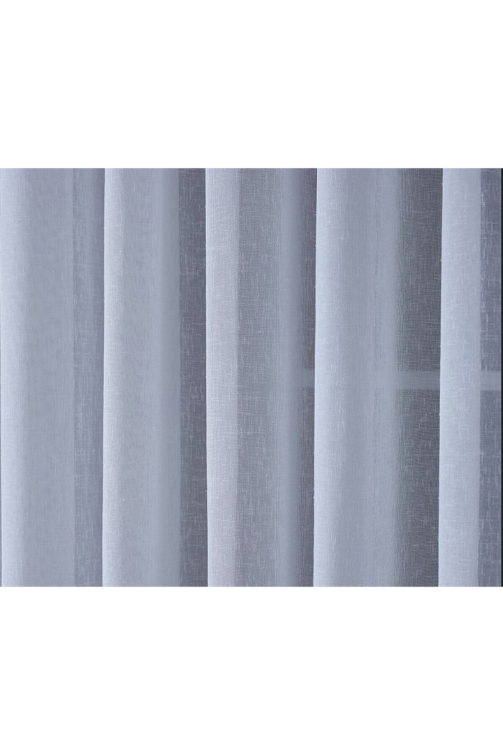 Natural KETEN Görünüm Ütü İstemez Kalın BEYAZ Tül Perde Salon Yatak Odası Mutfak 1/2,5 Pileli FOLDED — Ekru