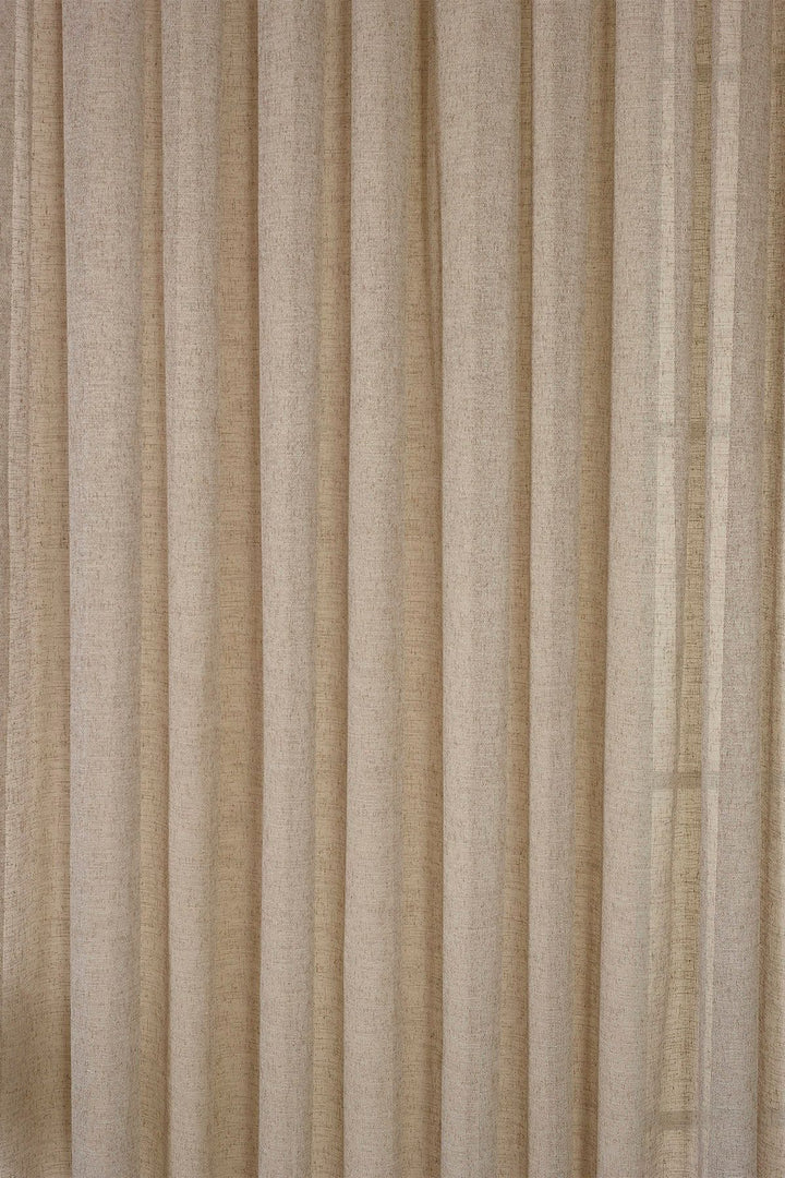 Ekru Modern Keten Ütü Istemeyen Kalın Tül Perde 1/2,5 Pileli Natural Tül Perde Lima — Bej