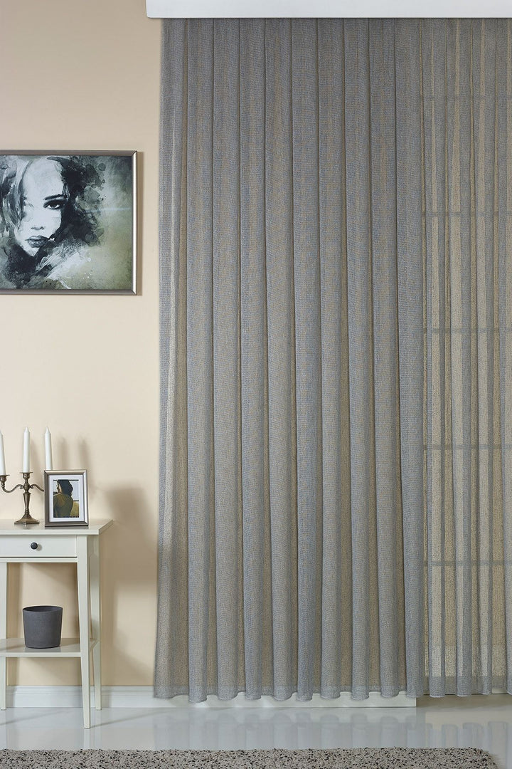 Antrasit Ütü Istemeyen Ultra Soft Yumoş 1/2,5 Orta Pileli Doğal Natural Kalın Tül Perde Gala — Gümüş