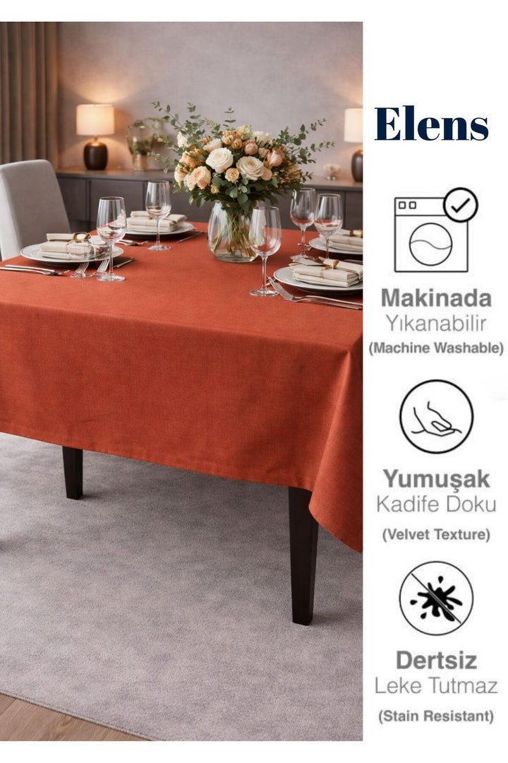 Keten Dokulu Dertsiz Masa Örtüsü EKONOMİK Zarif Mutfak ve Salon için — KREMİT