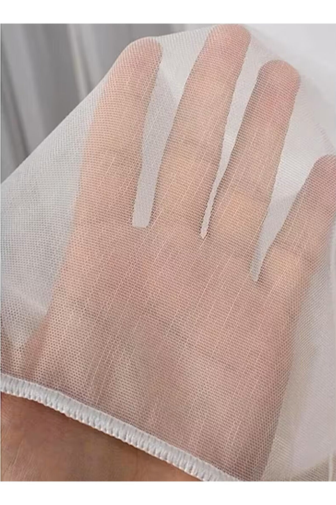 TTM BAMBU Ütü istemeyen Salon, Mutfak, Antre Çocuk Odası 1/2 Sık Pileli Doğal Şantuk EKRU Tül Perde — Ekru