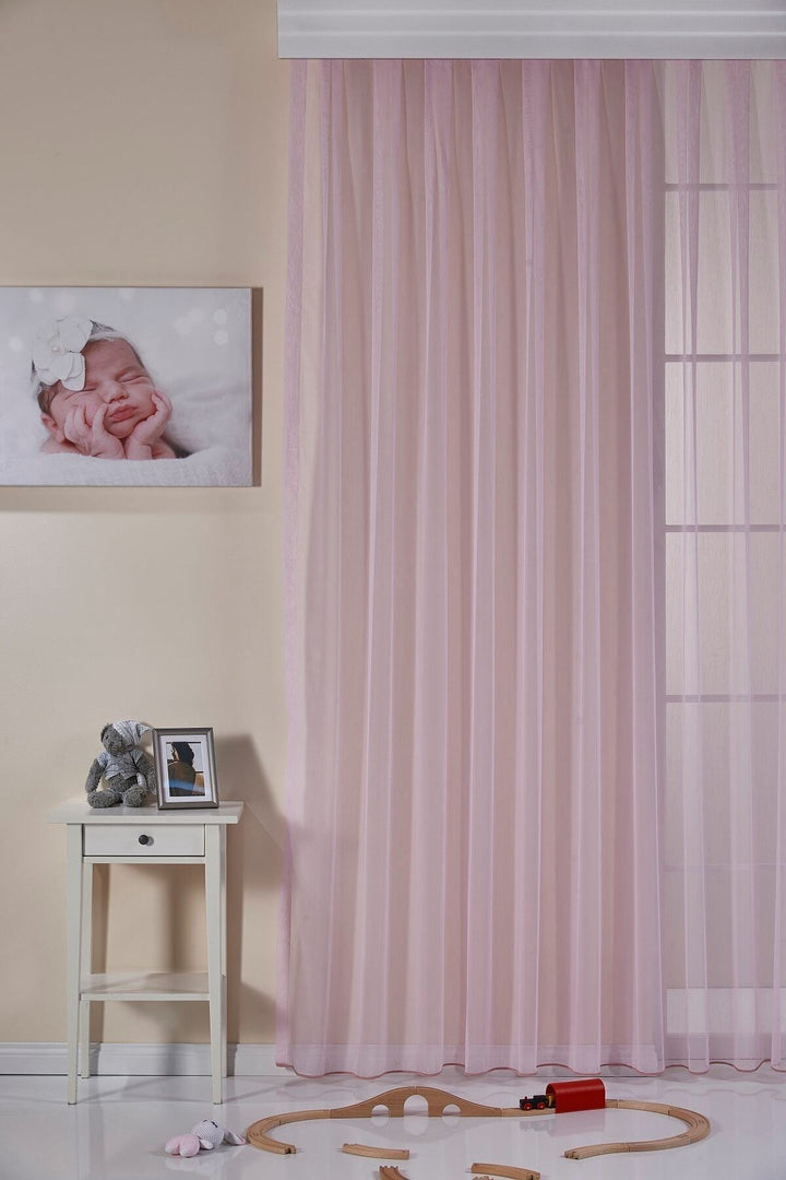 Ütü istemeyen Kırışmaz Salon,Antre,Mutfak,Çocuk Odası 1/2 Pile MAVİ Perde EMMA — Pembe (1 x 2,5 )