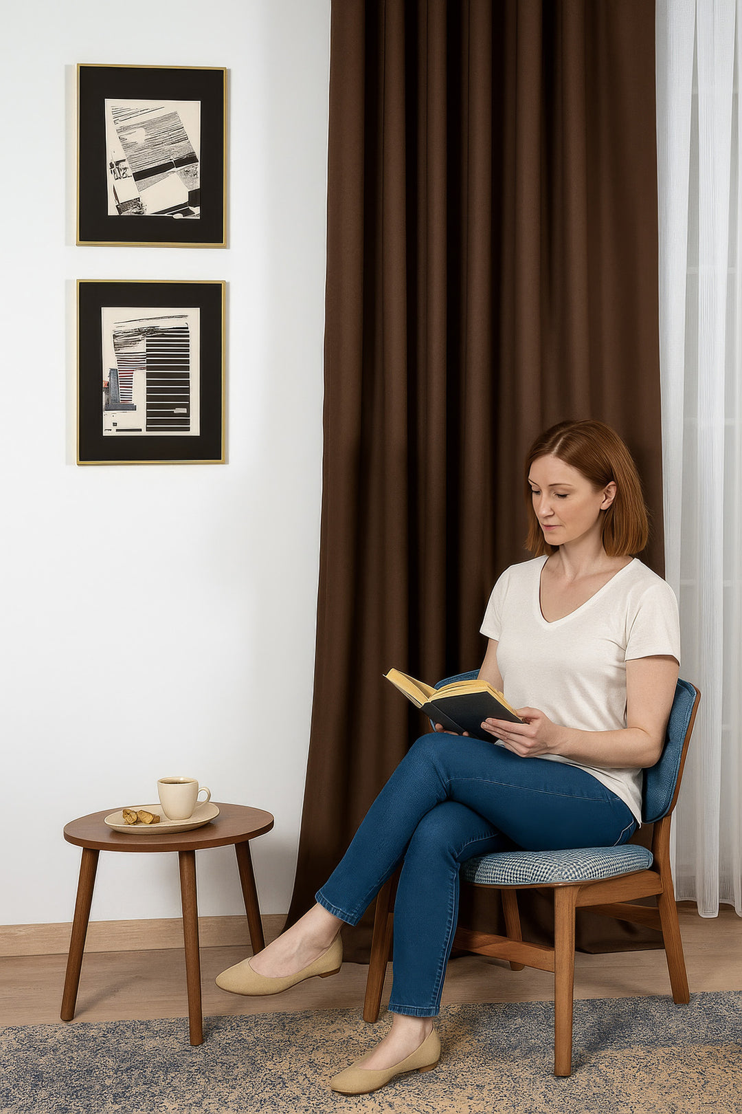 Keten Fon Perde Natural Ekonomik Dekoratif Salon Yatak Odası Çocuk Odası PİLESİZ — Kahve