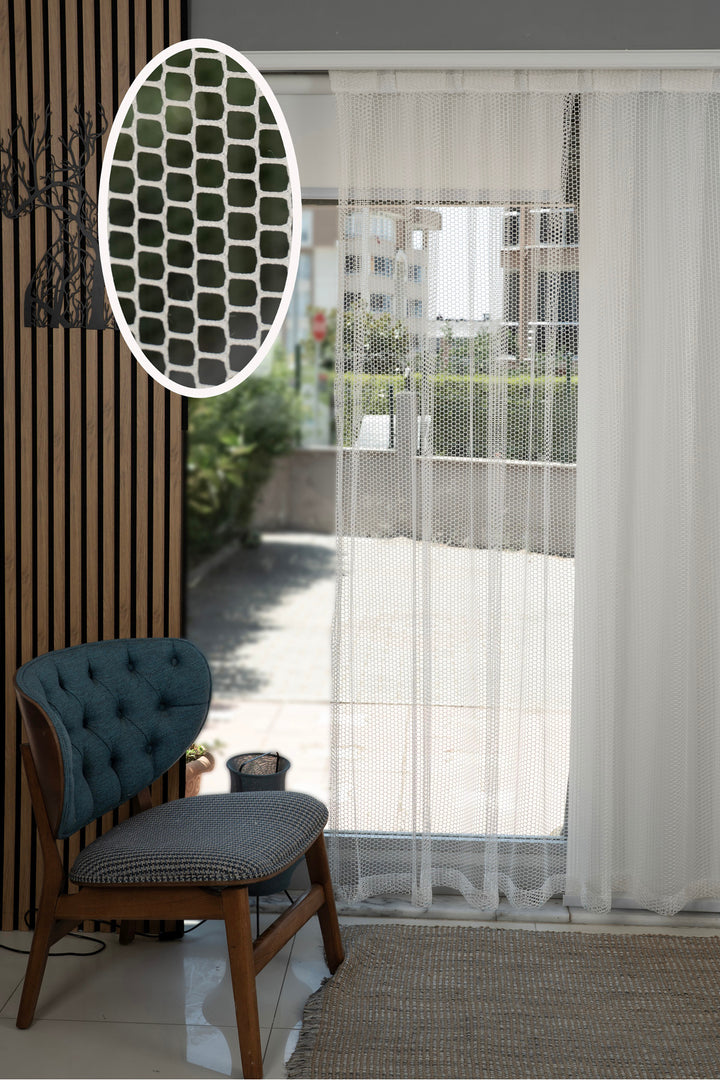 PatiProof™ Patilere Dayanıklı Kedi Dostu Kırışmaz SİYAH Kalın Şık Tül Perde 1/2,5 Pile Salon Mutfak — Beyaz