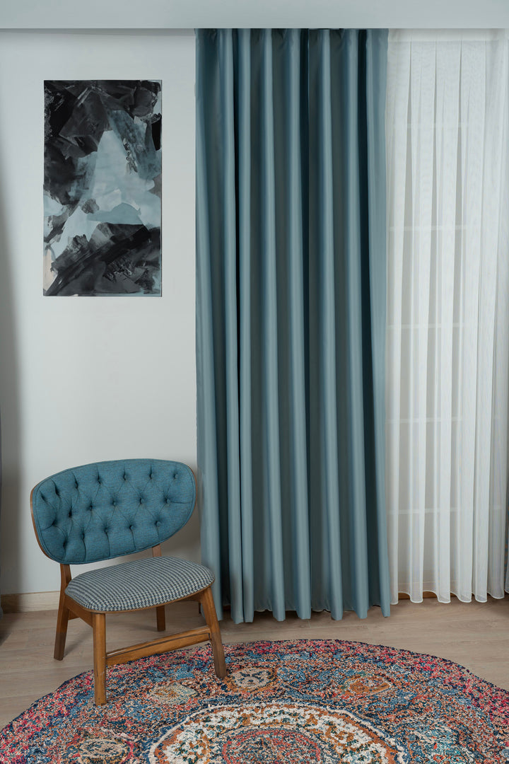 Hardal Siyah Modern Keten Düz Fon Perde Salon Çocuk Yatak Odası 1/2,5 PİLELİ Serra — TURKUAZ BEJ
