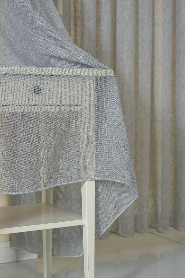 Antrasit Ütü Istemeyen Ultra Soft Yumoş 1/2,5 Orta Pileli Doğal Natural Kalın Tül Perde Gala — Gümüş
