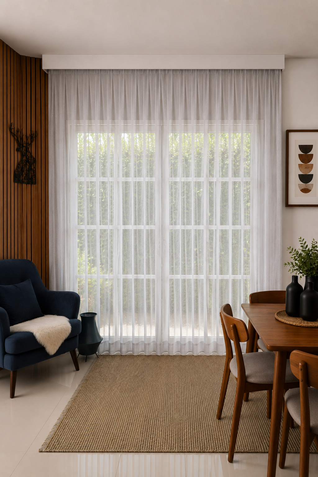 KETEN Görünümlü Ütü İstemez UZUN Tül Perde Elit Natural Pileli ART — Gri