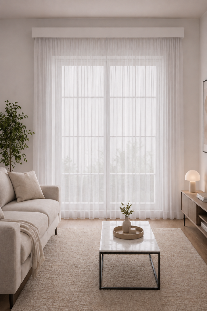 Doğal Natural Ütü Istemez Salon, Oturma Odası Tül Perde Premium Kalite Istanbul — Bej